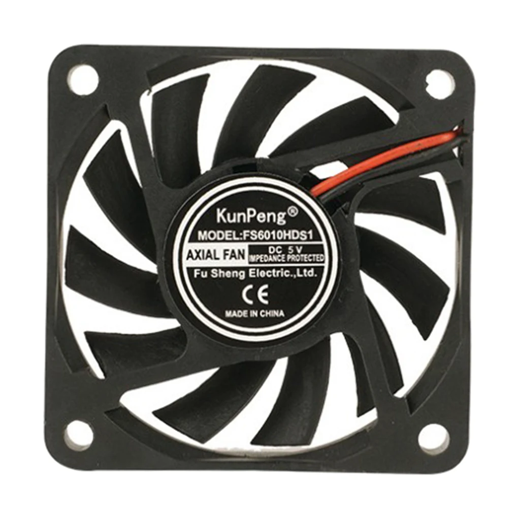 Black Cooling Fan 6010 5V 1.1W 6CM 60x60x10mm 2.4x2.4x0.4-inch, High Quality