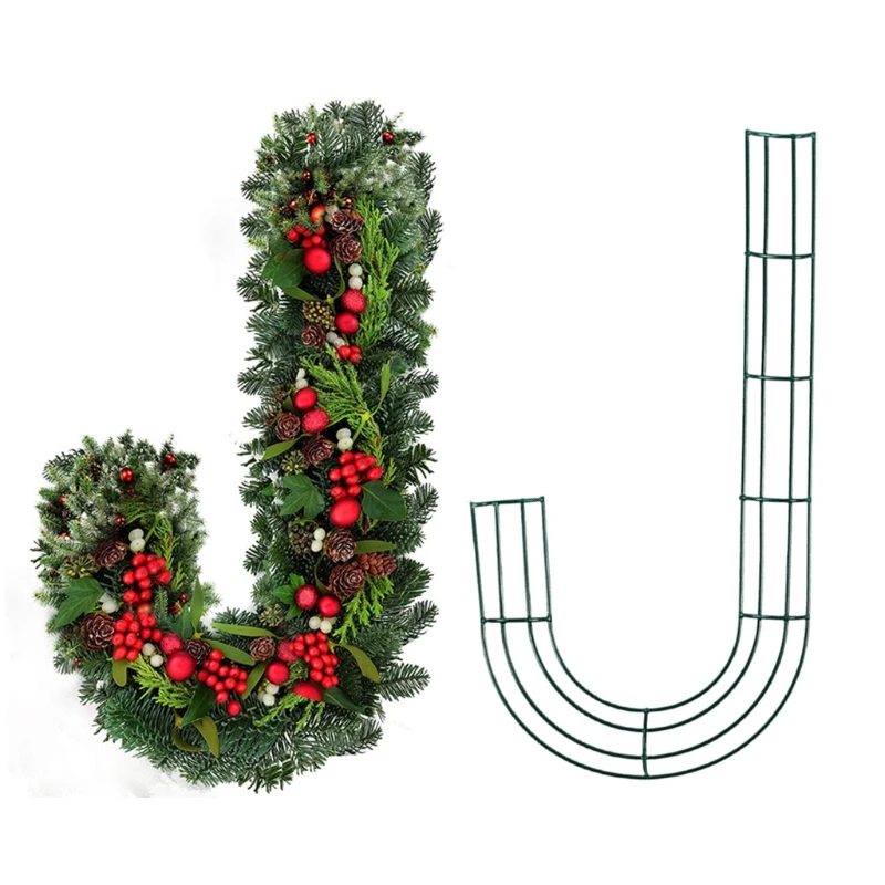  2 Pack Candy Cane Shaped Wire Wreath Frame 12 Inch Christmas Flower Wreath Frames for Christmas New Year Valentines Party