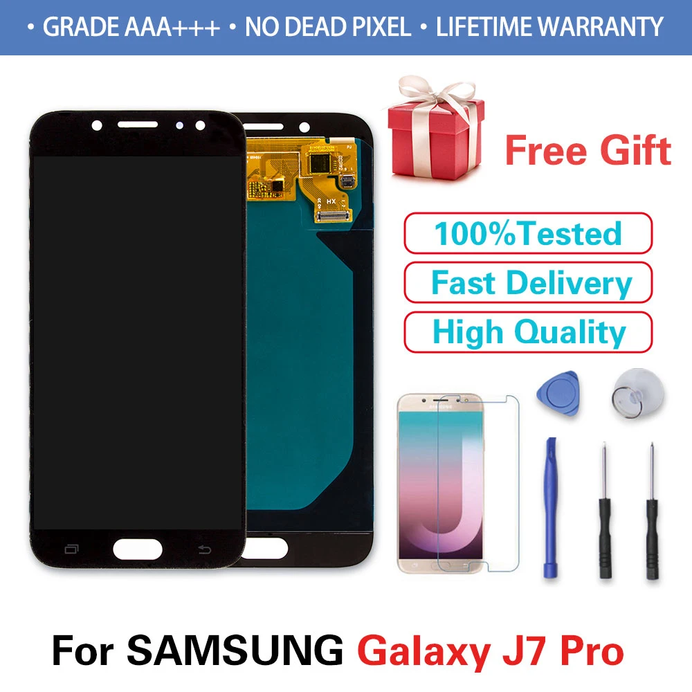 

LCD Modules Display for Samsung J7 Pro 2017 730F 730FM 3D Touch Digitizer Assembly No Dead Pixel Screen Replacement with Tools++