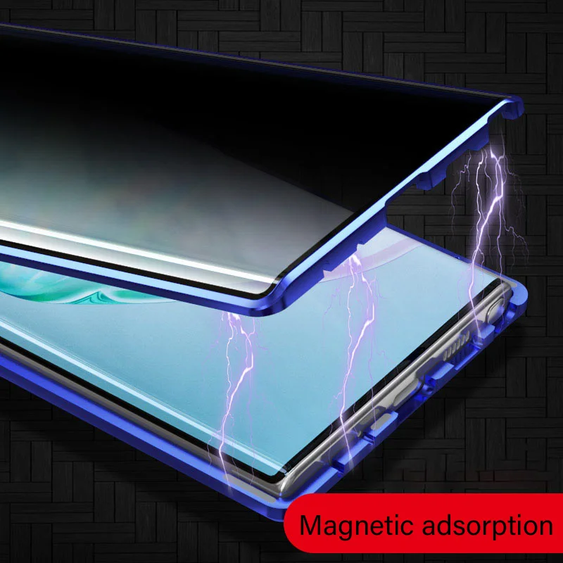360 Magnetic Tempered Glass Privacy Metal Case For Samsung Galaxy S10 S21 S22 S23 Note 10 Plus Ultra Coque For A52 A53 A54 Cover