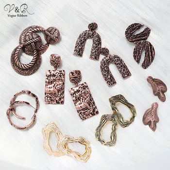 

2020 Fashion Earings Golden Bohemian Retro Geometric Hammered Metal Drop Dangle Earrings Zara Female Jewelry Party Gift