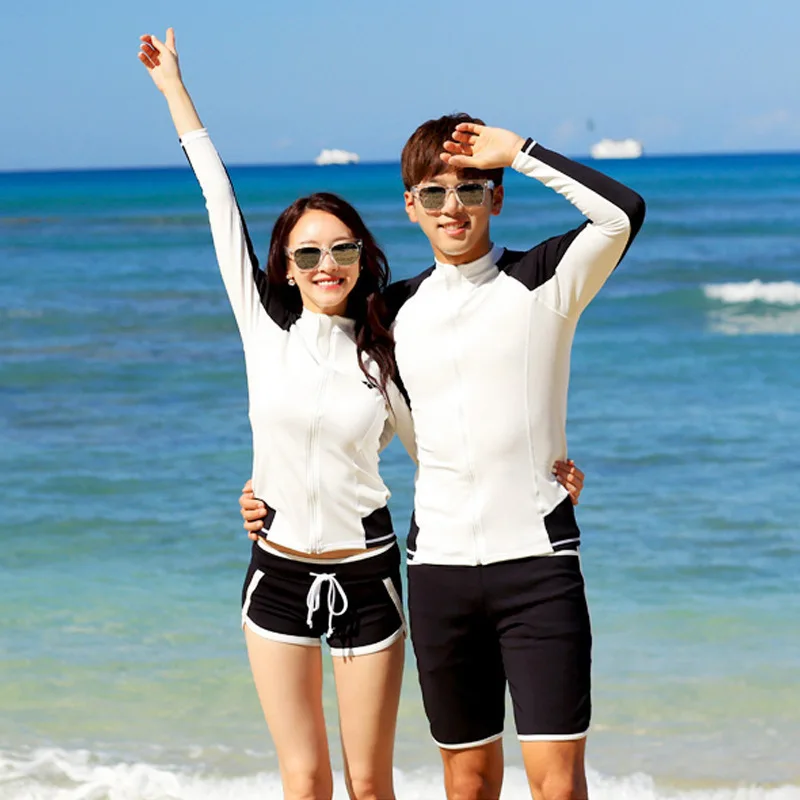 

2018 Couples Long Sleeve Couples Bathing Suit Sun-resistant Surfing Diving Honeymoon Hot Springs Swimwear 125 + 2126