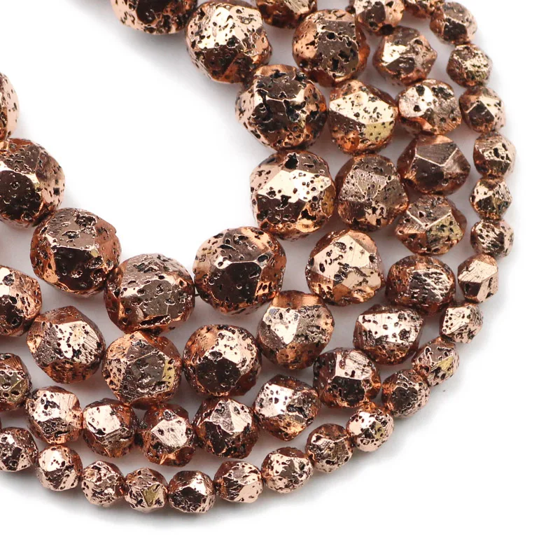 Antique Rose Gold Volcanic Lava Stone Beads for Jewelry Making & DIY Bracelets