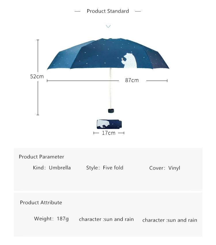 Дождливый день карманный зонтик мини складной зонтик от солнца складной зонтик маленький медведь