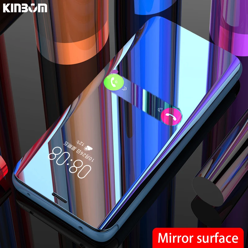 

KINBOM Mirror Flip Smart Case For Xiaomi 9 9SE 8SE 8Lite 6 8 A1 A2 Cover Case For Xiaomi note 3 7 MAX3 mix3 Phone Case protect