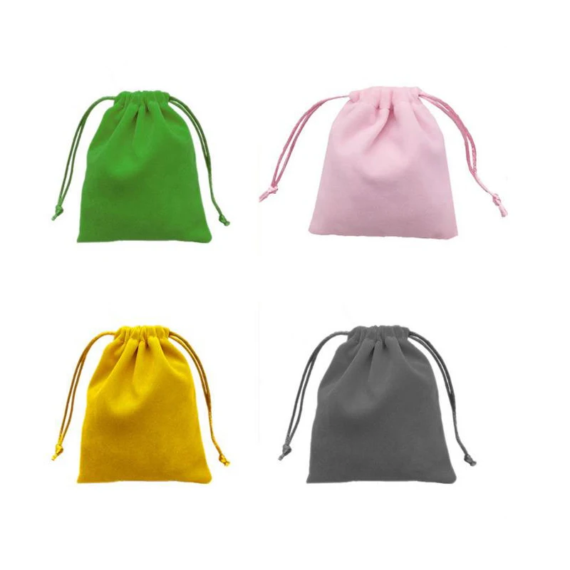 

50pcs/lot Flannel Jewelry Pouches Velvet Bag Jewelry Packaging for Wedding Party Christmas Birthday Gift Jewelry Drawstring Bag