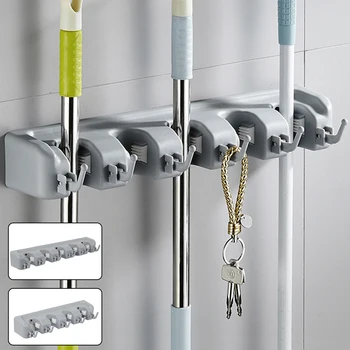 

Wall Mounted Mop Organizer Holder Brush Broom Hanger Rack Mop Broom Holder Kitchen Bathroom Organizer Housekeeper Accessory
