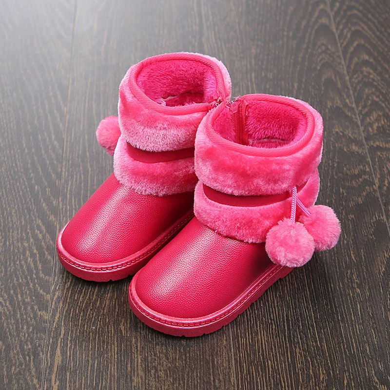 PU сапоги upper boots для детей Водонепроницаемый Меховая подкладка короткая обувь на плоской подошве женские ботильоны зимние ботинки обувь для мальчиков и девочек;