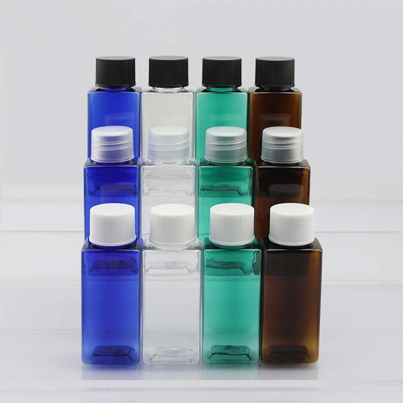 

30ML The Shape Of Square Empty Round Plastic Bottles With Screw Lid Empty Cosmetic Containers Lotion Bottle 5Pcs