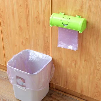 

Plastic Candy Color Smile Face Home Eco-friendly Wall-mounted Garbage Bag Storage Box Kitchen Bathroom Container Organizer