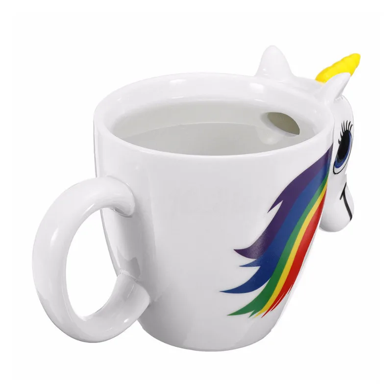 Cute Color Changing 3D Rainbow Unicorn Ceramic Mug Coffee Tea Milk Hot Water Cup Drinkware Temperature sensing Magical Horse Cups10