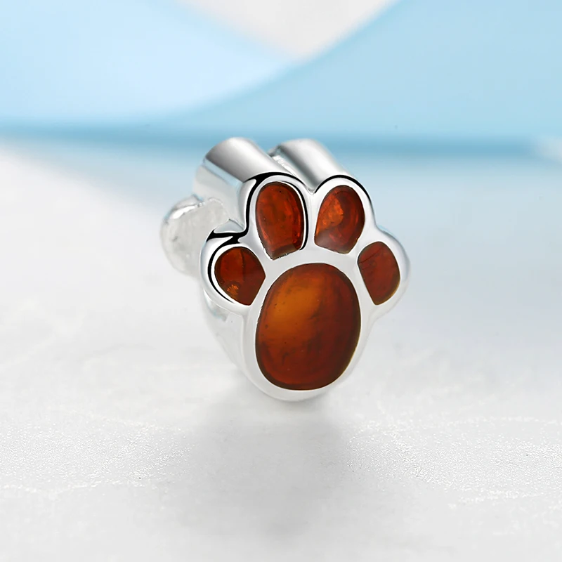 Red Paw Charm Новые оригинальные подвески из сплава с бусинами для кошек, собак, домашних животных, Льва, совы, животных, эмаль, подходит для браслета Pandora, браслет, ожерелье, сделай сам, Женские Ювелирные изделия - Цвет: Red Paw Charm