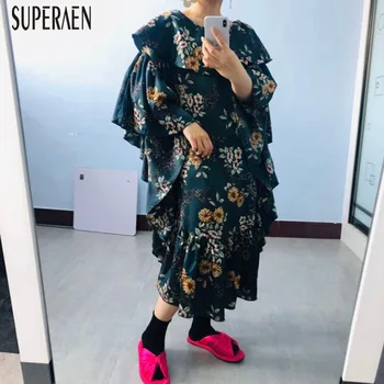 

SuperAen 2020 Summer Beach Dress Women New Print Casual Wild Ladis Dress Ruffles Korean Style Fashion Women Clothing