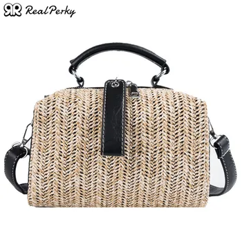 

Women New Fashion Square Pu Straw Bags Female Bohemian Beach Bags Handbags Ladies Large Handmade Woven Shoulder Messenger Bags