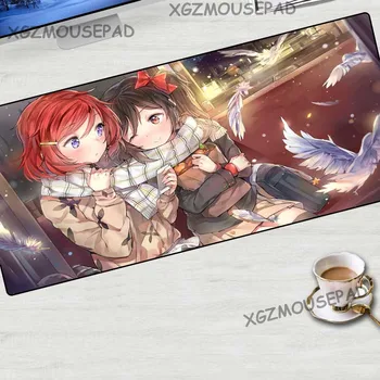 

XGZ Customized Big Mouse Pad Black Lock Egde Anime Cute Girl Student Computer Desk Mat Train Pigeon Non-slip Rubber Stripe