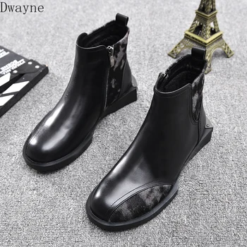 

2019 autumn and winter new women's shoes England wind fashion flat small boots retro wild plus velvet warm Martin boots