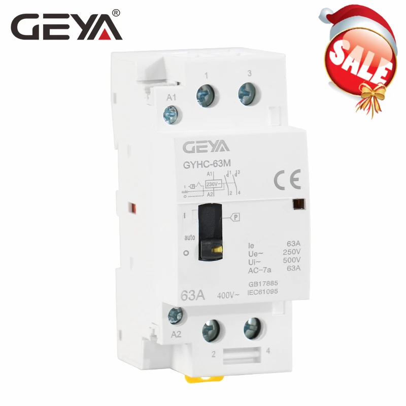 AC 230V Contactor de CA 2P 2NO 24//230V 50//60HZ Hogar Contactor de CA 100A Contactor modular para aplicaciones dom/ésticas