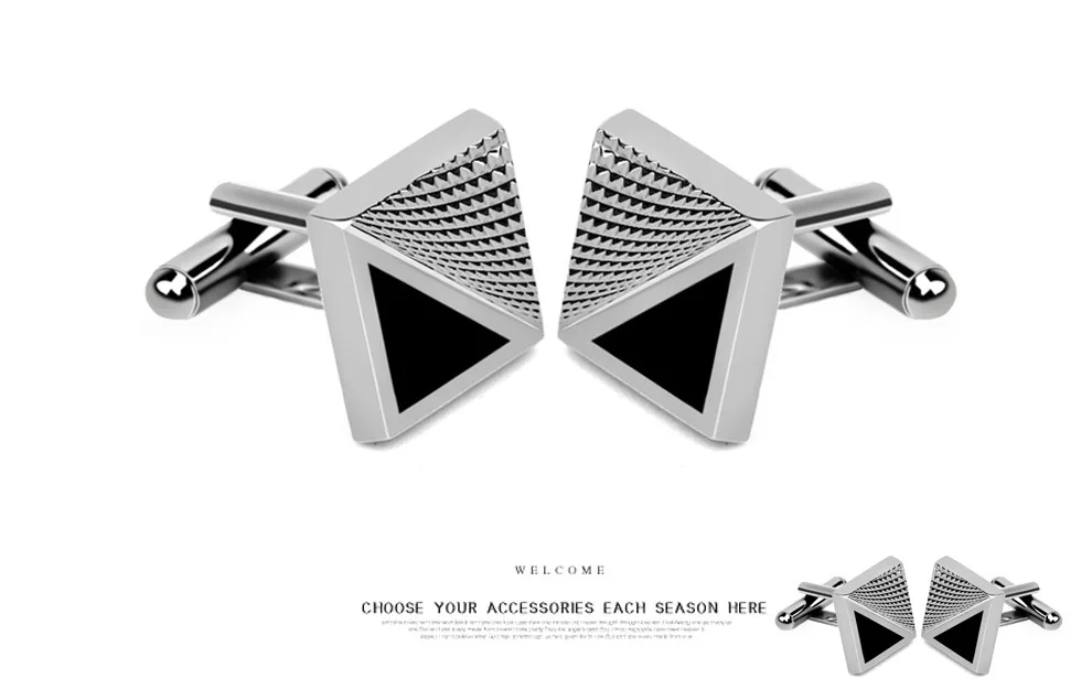 

3D stripe Black Enamel triangle Square Cufflinks women French Shirt personality Cuff Link Office Party Club Men Cufflink