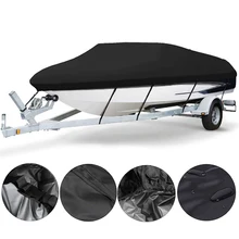 1 Set Yacht Black Boat Cover Barco Boat Cover Anti-UV Waterproof Heavy Duty 210D Marine Trailerable Canvas Boat Accessories tanie i dobre opinie CN (pochodzenie) 20 - 24 210D polyester + PU coating 60-90 cali 11-13 14-16 17-19 22-20