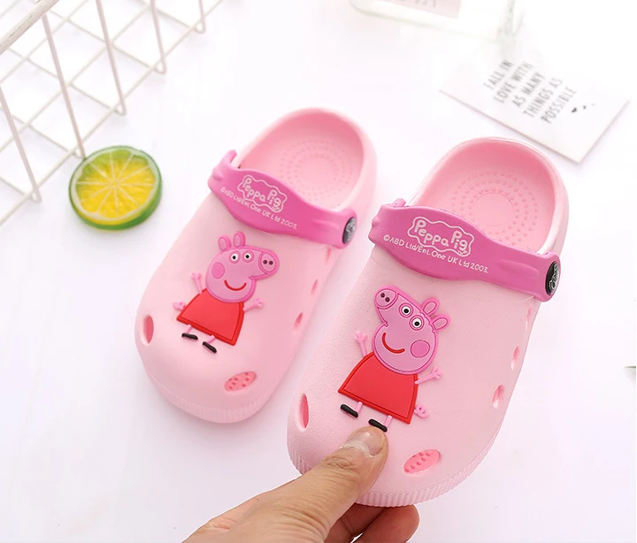 Хит ; Echt PEPPA PIG kinderen schoenen; детские тапочки с героями мультфильмов; Домашние Противоскользящие тапочки jongens meisjes peppa Джордж - Цвет: Зеленый
