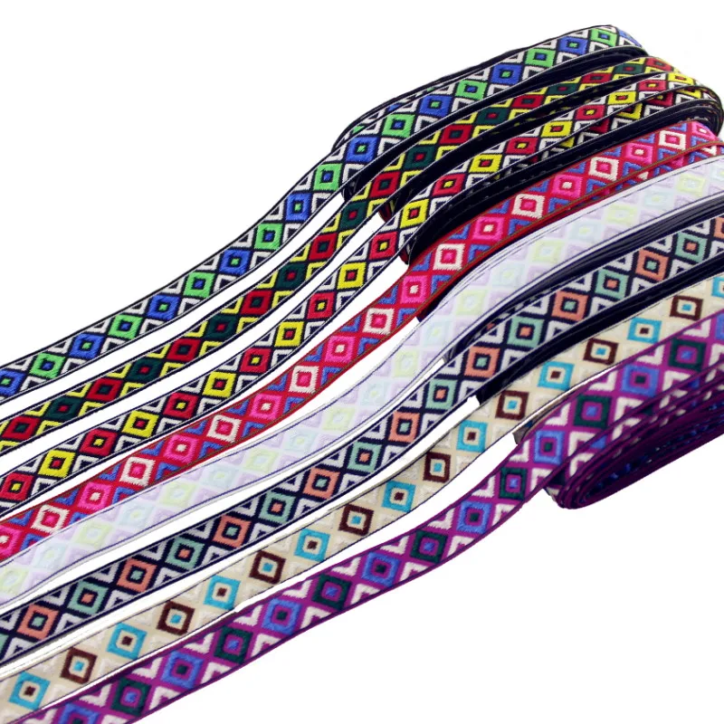 

5yards/piece Width 1.2CM（1/2''） Mosaic Embroidery Grosgrain Ribbon DIY Handmade Ruban Webbing Accessory for clothes Fabric