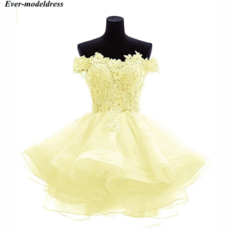 Cheap Short Prom Graduation Dresses Lace Appliques Organza Beaded Crystal Plus Size Homecoming Gown Cocktail Party Gown
