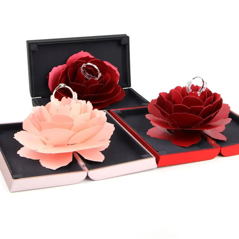 

Fashion Elegant Rings Box Wedding Engagement Ring Rose Flower Gift Boxes Marriage Ring Jewelry Box Jewelry Gifts For Women