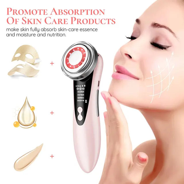 EMS Facial Massager LED light therapy Sonic Vibration Wrinkle Removal Skin Tightening Hot Cool Treatment Skin Care Beauty Device 2