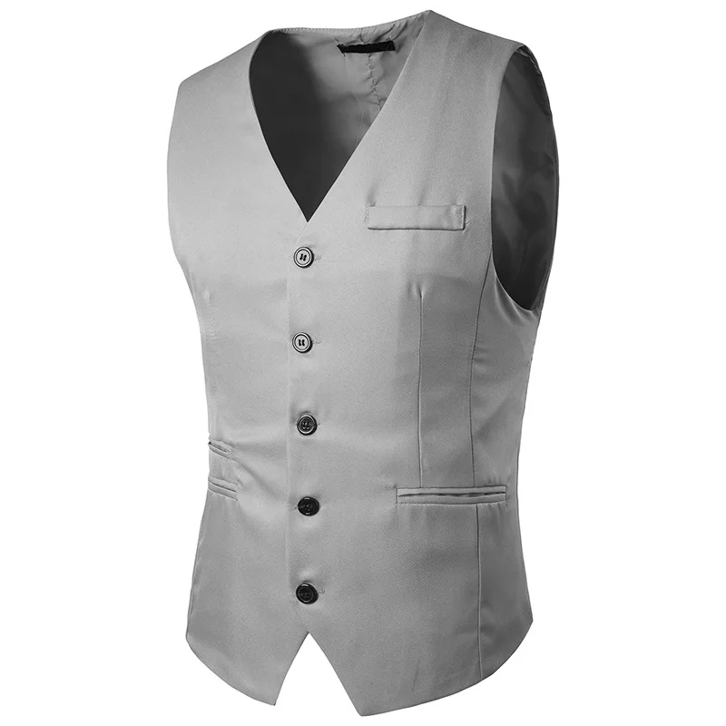 

2017 Spring New Style Men Fashion Slim Fit Single-Breasted Solid Color Gentleman Suit Waistcoat M17