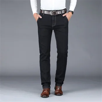 

Free Shipping 2019 New Men's Fall Winter Straight Jeans Brand Stretch Loose Trousers