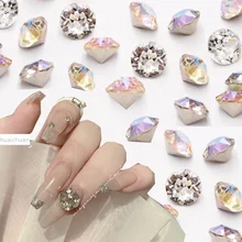 

4/5/6mm Round AB Crystal Rhinestones On Nails Stone 50Pcs Glitter Nail Designs Kawaii Charm Korean Nail Parts Japanese Nail Art