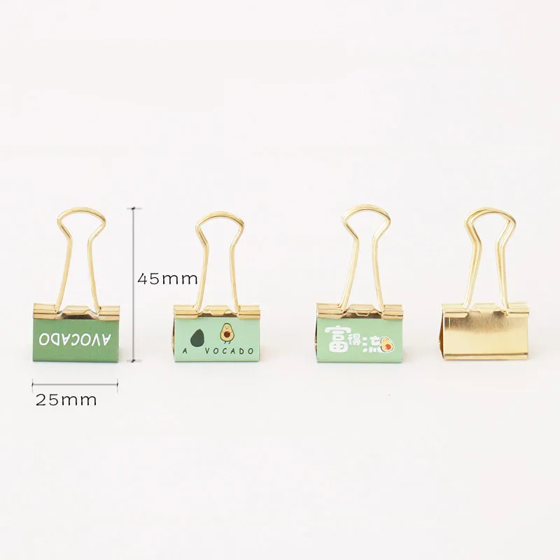 TUTU 6pcs /box Fashion Gold Avocado Season Fruit Binder Clip Metal Binder Clips Photos Tickets Notes Letter Paper Clip H0327