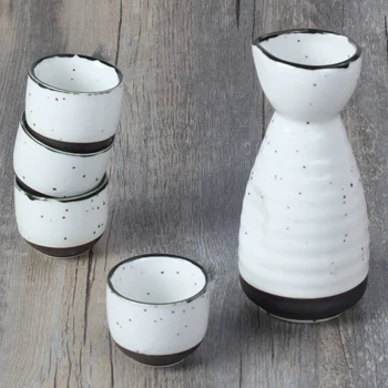 

Japanese ceramic sake wine pot cup wineware gift set white porcelain rice wine spirit bottle dispenser