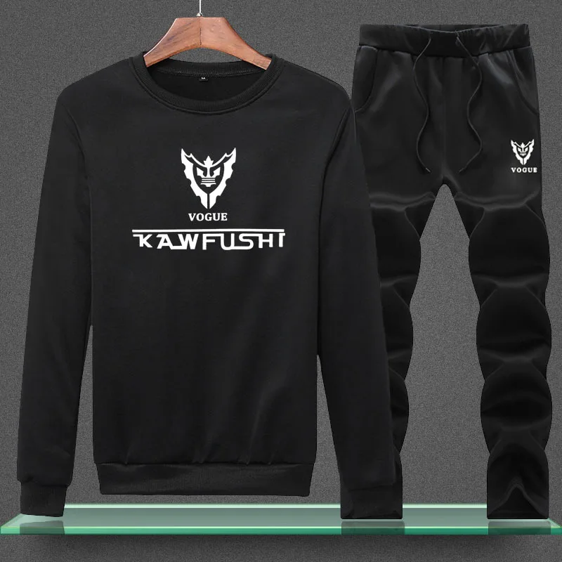 

Spring And Autumn Men round Neck Sweater Pants Set Casual Sports Teenager Two-Piece Set Men'S Wear Fashion