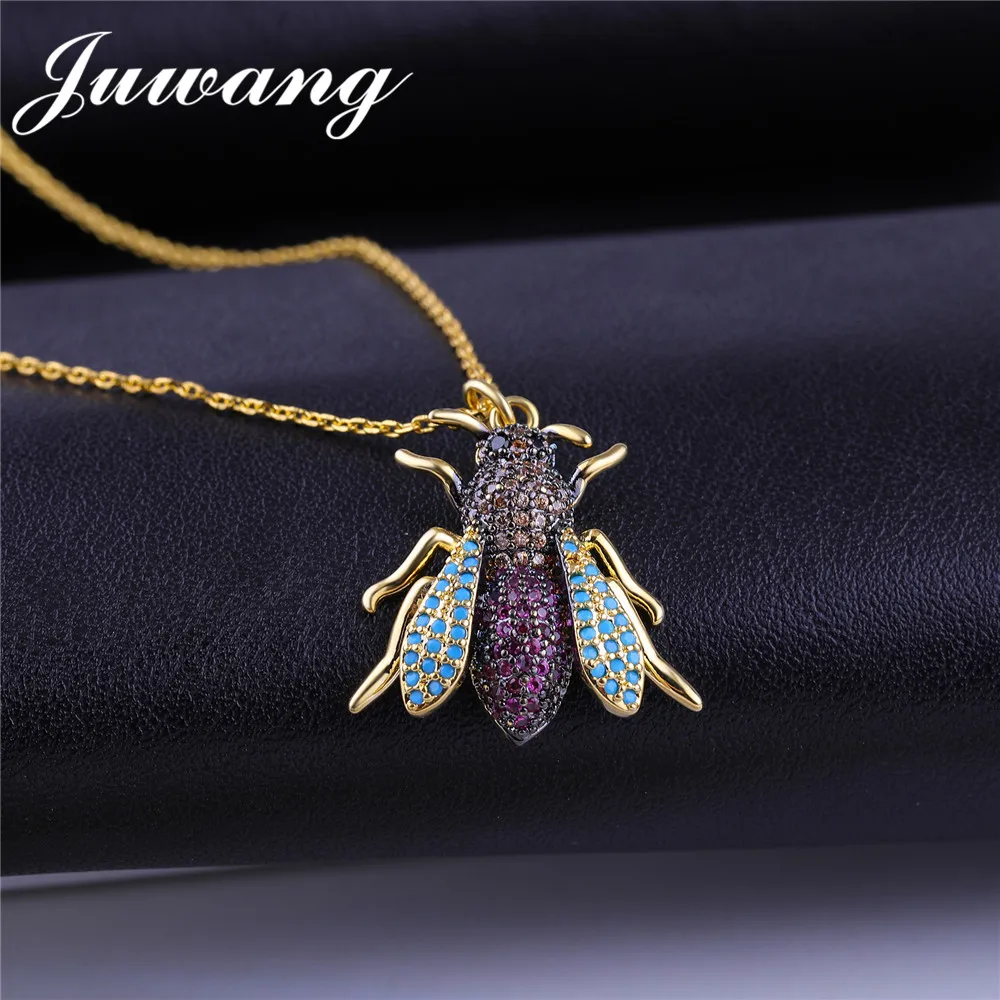 JUWANG-Gold-Color-Insect-Bugs-Necklace-for-Woman-Bee-Long-Chain-Pendants-Statement-Necklace-Pets-Jewelry