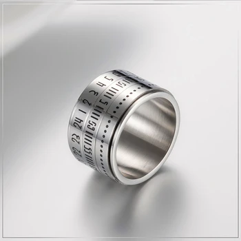 

Titanium Steel Time Ring Rotating Arabic Digital Ring fashion Men's Accessory Handwear power gift for boyfriends