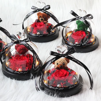 

Valentine's Day Gifts Eternal Exclusive Rose in Glass Dome The Beauty and Beast Real flower Romantic Mother Presents Home Decor