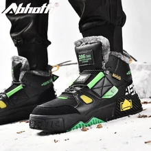 Abhoth Men Winter Warm Fur Plush High Tops Sneakers Lace-up Comfortable Keep Warm Non-slip Wear-resistant Flats Running Shoes 44