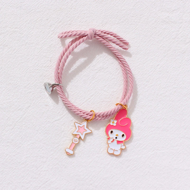 2pcs / Set Magnet Attracts Couple Bracelet Cute Cartoon Charm Jewelry Adjustable Elastic Rope Bracelets Lover Gift for Women Men