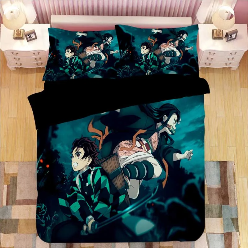 6 Demon Slayer Kimetsu No Yaiba, постельное белье, мультяшный аниме, пододеяльник, наволочки, детское аниме одеяло, комплекты постельного белья, Комплект постельного белья - Цвет: 6