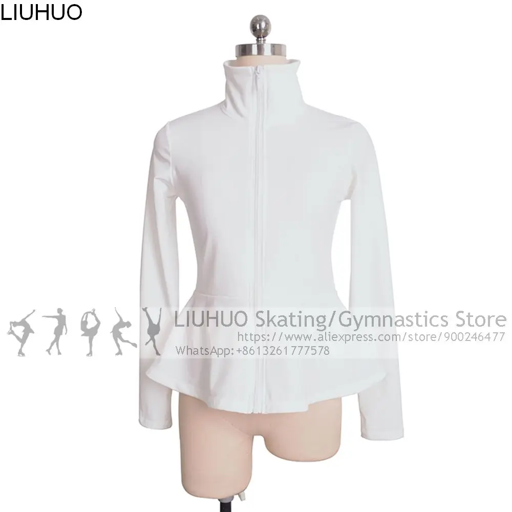 Figure Skating Jackets with Skirt Girls Children White Skiing Roller ice skating Tops for Skating Training Hoodie Practise