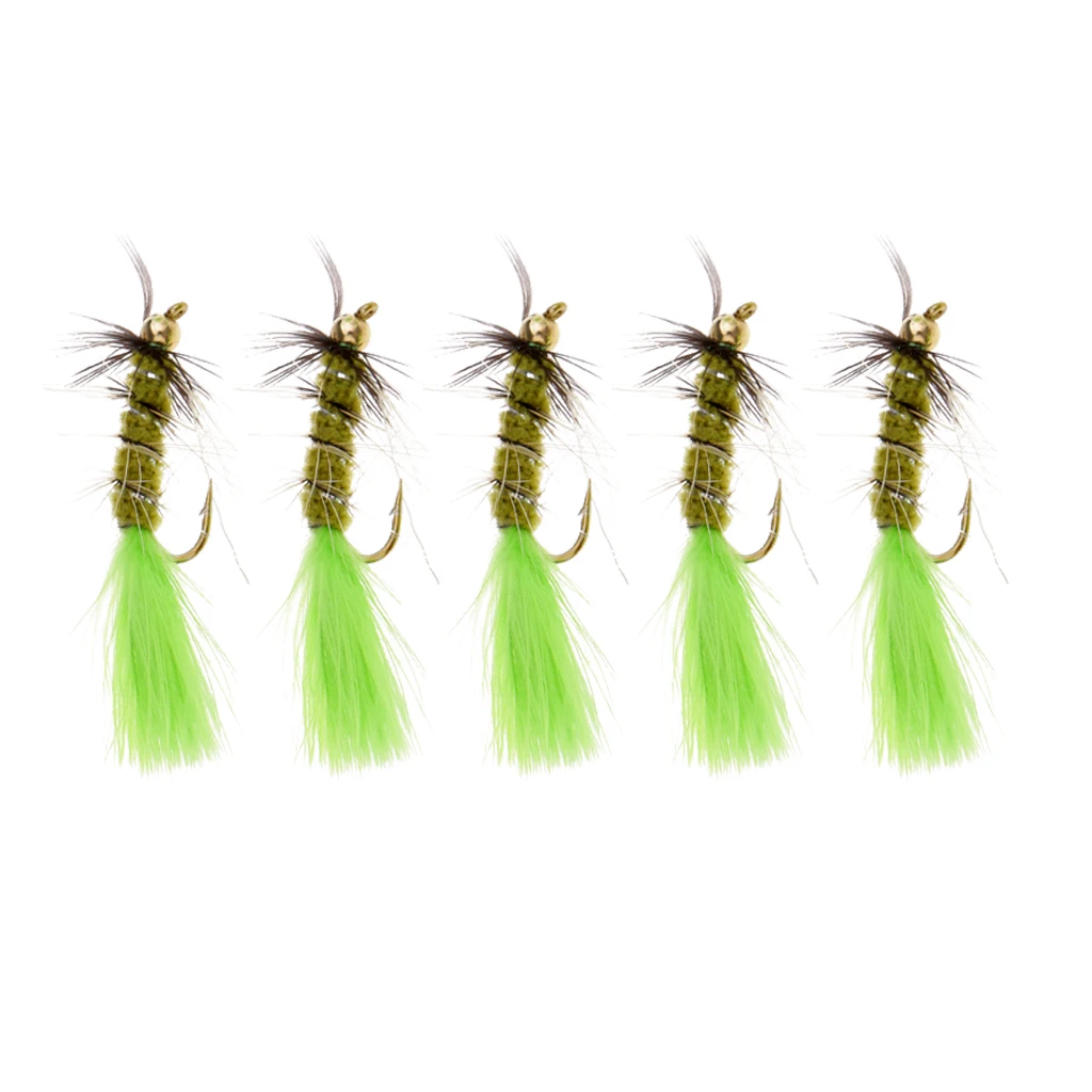 5pcs Brass Head Fly Fishing Flies Assortment - Bass and Big Trout Streamers