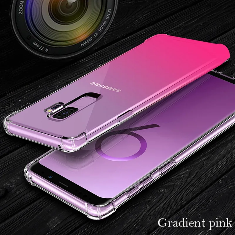 Супер Противоударный Мягкий силиконовый чехол для samsung Galaxy S8 S9 Plus Note 8 Роскошный прозрачный градиентный чехол для задней панели сотового телефона Etui