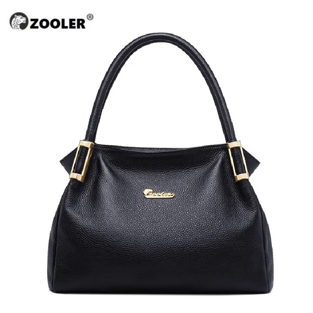 ZOOLER real genuine leather handbags for women Hand Bags Female Vintage Soft Cow Leather Ladies Solid Tote Bags Black#WG220