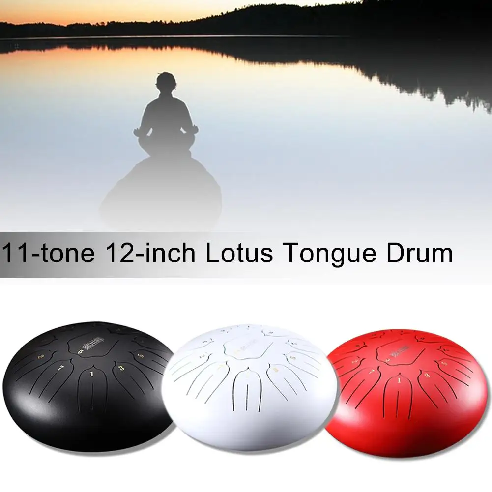 

12 Inches 11 Notes Steel Tongue Drum Hangdrum Beautifully Finished and Peaceful Sound Drum with Padded Drum Bag Finger Cots