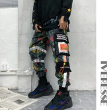 Камуфляжные плотные зимние брюки карго с карманами, мужские шаровары, штаны для бега, светоотражающие спортивные штаны, брюки в стиле хип-хоп, повседневная мужская уличная одежда