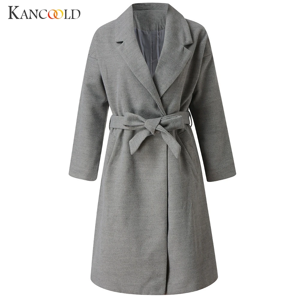 KANCOOLD женский двубортный плащ с поясом, классический воротник с лацканами, свободная Длинная ветровка в русском стиле, шикарная верхняя одежда