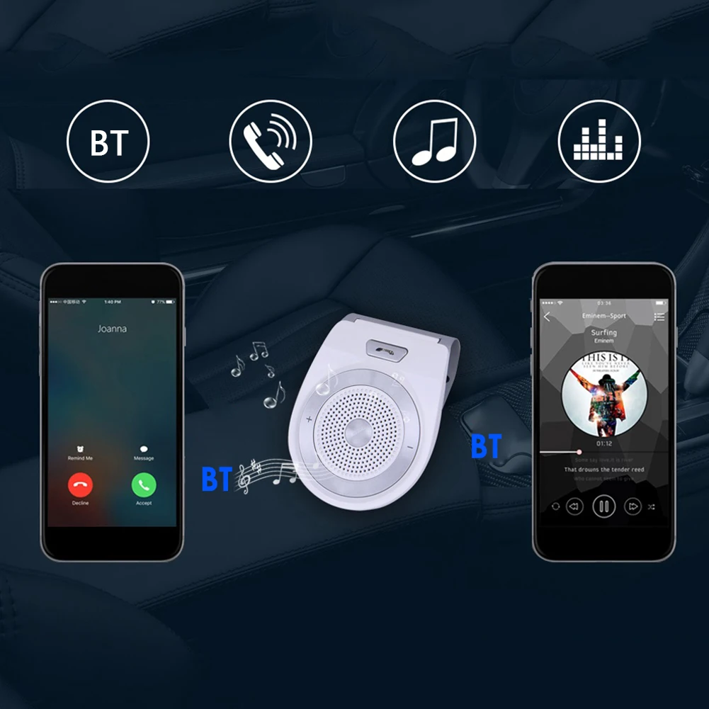 Автомобильный комплект с Bluetooth, громкая связь, беспроводной динамик, аудио приемник, динамик, телефон, музыкальный плеер, адаптер, громкая связь, автомобильный комплект