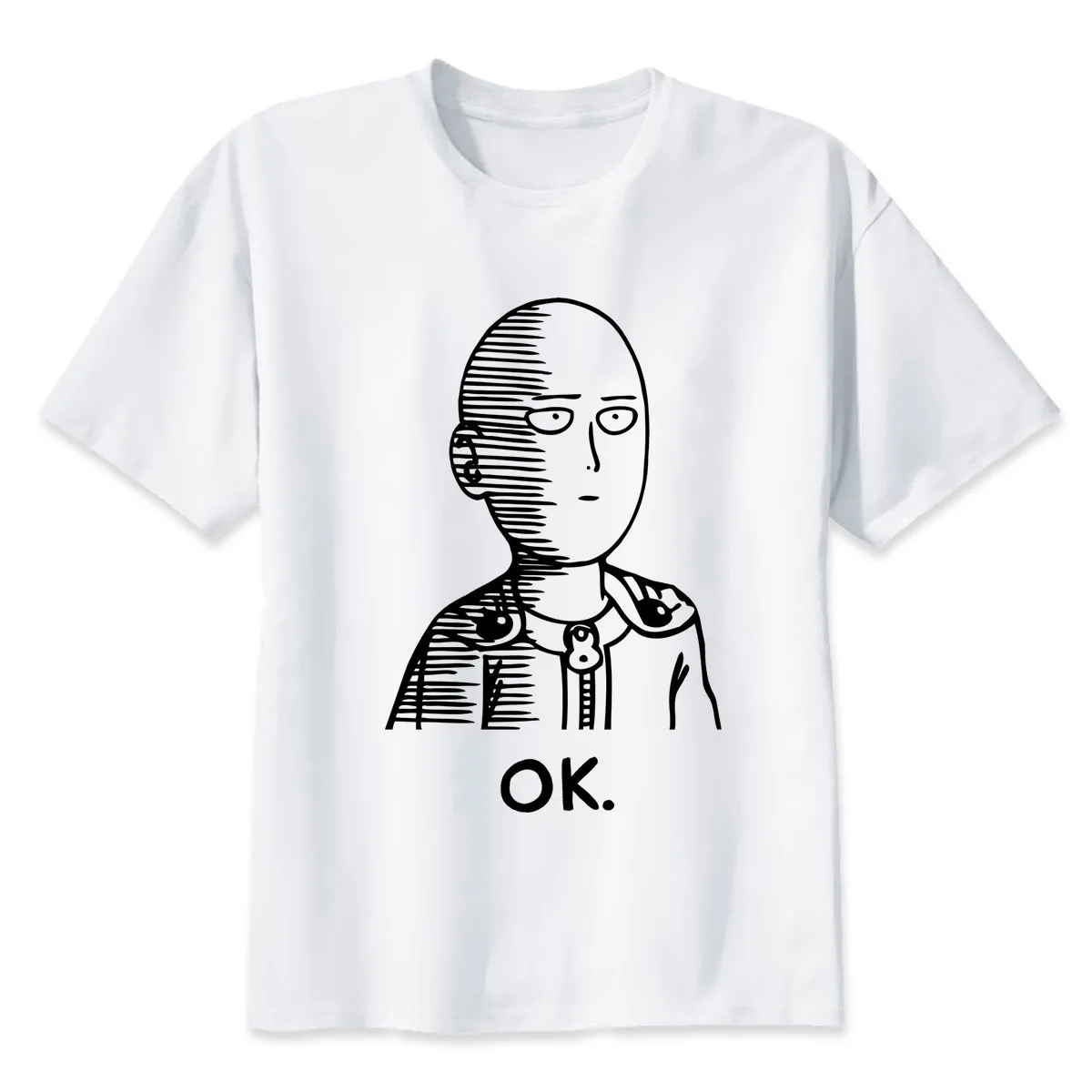 white One punch man, Мужская футболка, мужские повседневные футболки, брендовая одежда, мужская футболка с коротким рукавом, топы, футболки размера плюс - Цвет: white