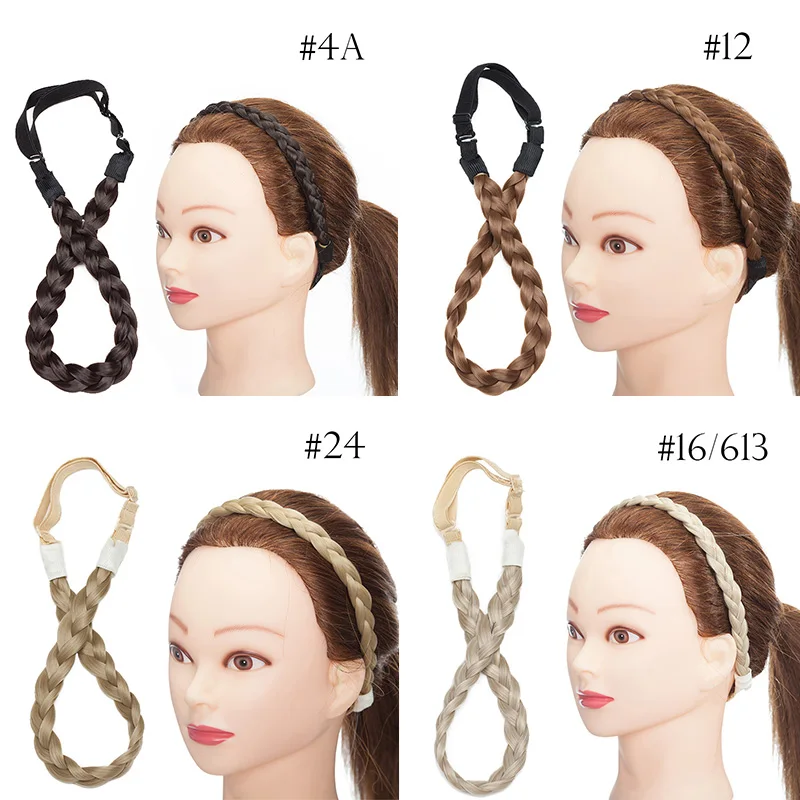 BENEHAIR Synthetic Braided Headbands Fake Hair Plaited Hair Band Braiding Hair Accessories Hair Extension Hairpiece For Women
